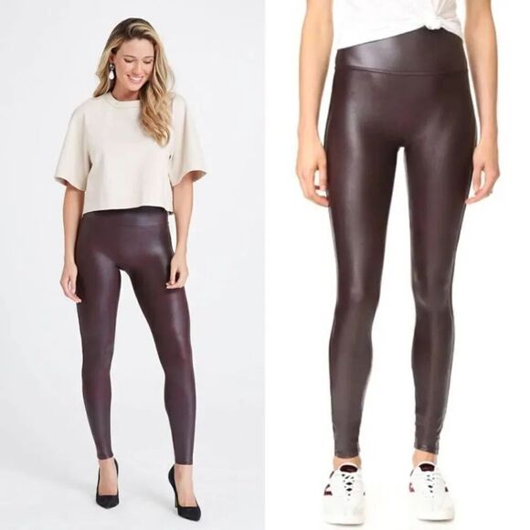 Spanx Faux Leather Wine S - Picture 1 of 11